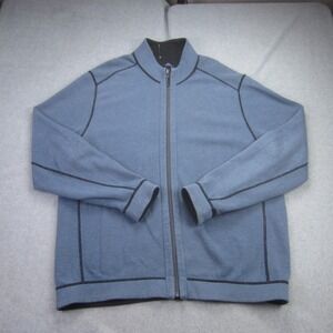 Tommy Bahama Sweater Mens XL Blue Black Reversible Zip Up Jacket Quarter Zip
